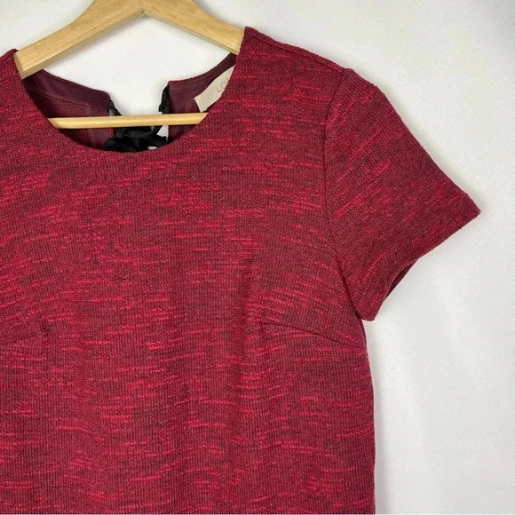 Ann Taylor LOFT Red & Black Space Knit Short Sleeve Shift Mini Dress 4 - Picture 3 of 6